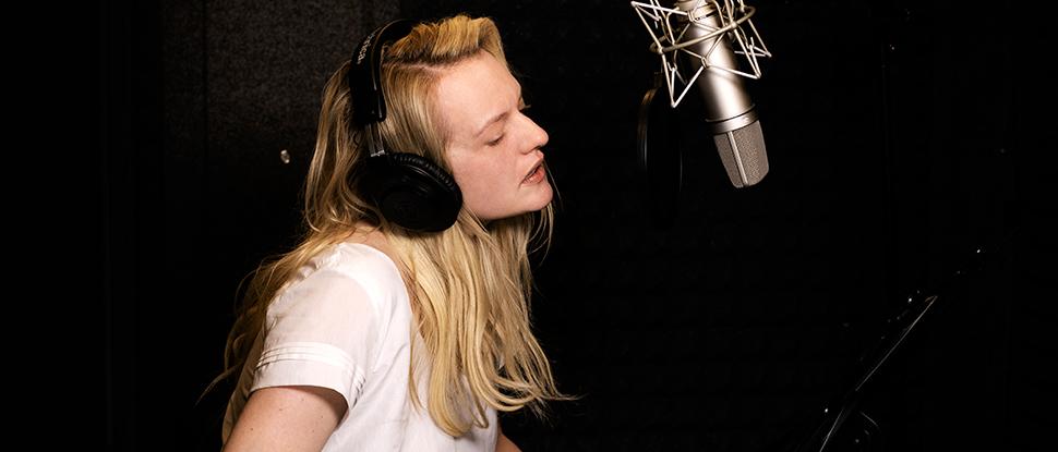 Elisabeth Moss in the recording studio