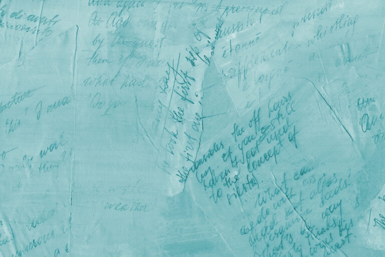 Faded handwritten pages overlaid with a blue tint.
