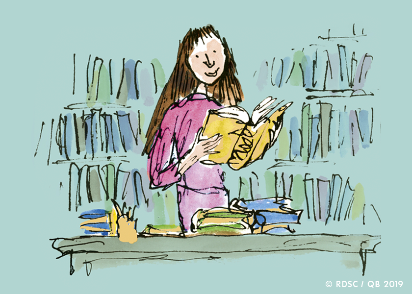 Matilda re-imagined as a world traveller for the 30th anniversary, by Quentin Blake