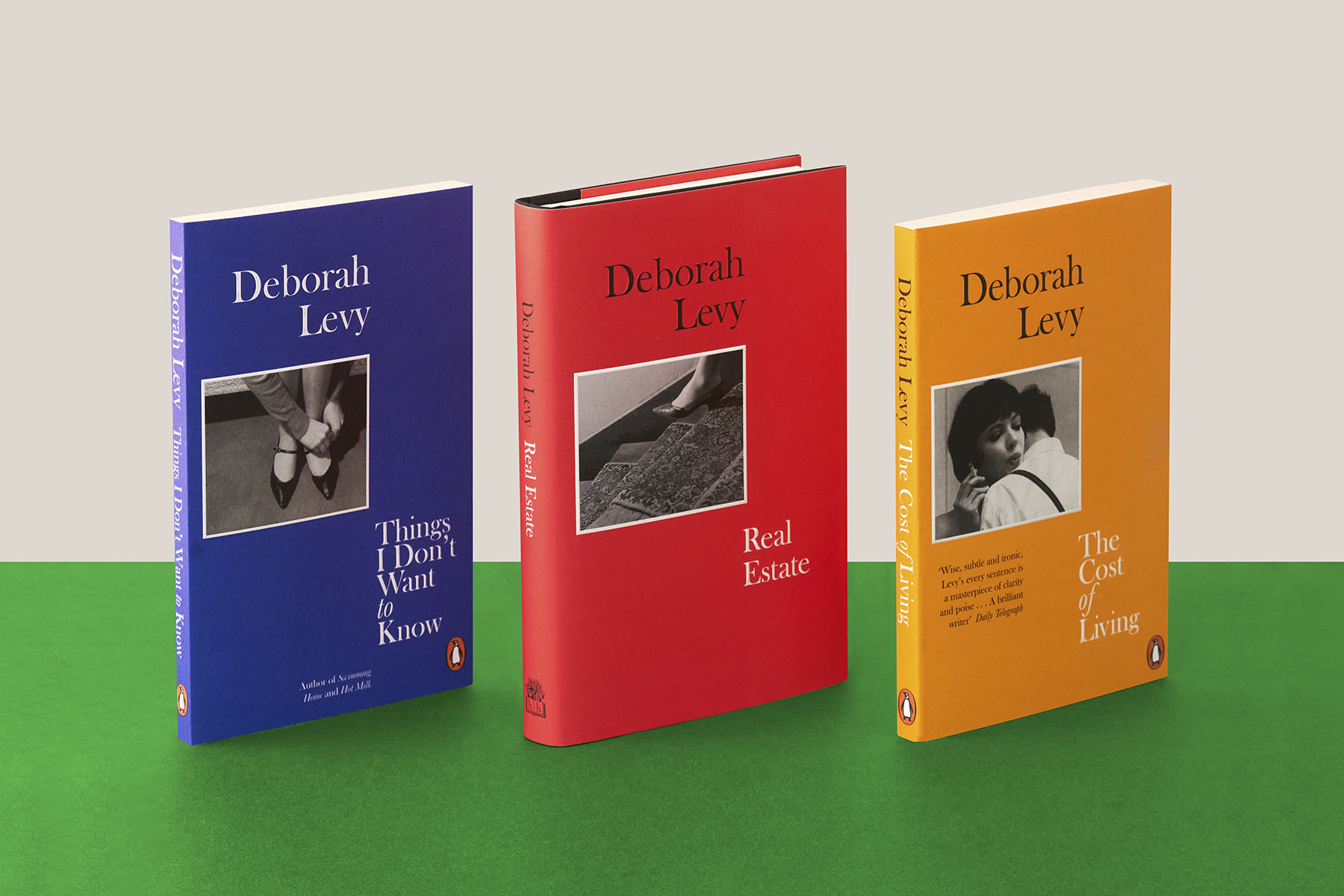 Deborah Levy's 'living autobiography' trilogy. Image: Stuart Simpson / Penguin.